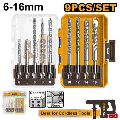 Drill Bit Set Sds+ 9pcs 6 16mm Plst Casing
