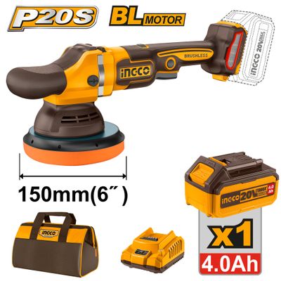 20v Ps+c/l B/l Polisher 150mm Bag Kit 1batt