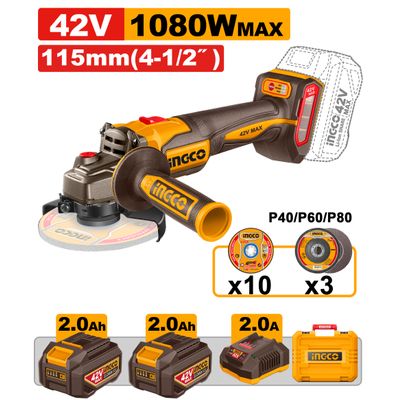 42v Ps+c/l B/l A/grinder 1080w 115mm + Assy Kit