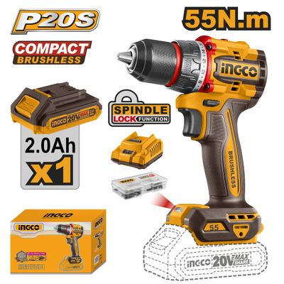 20v Ps+c/l B/l Drill 55nm1x20 Ah B/c Kit Box