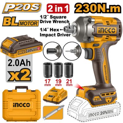 20v Ps+c/l B/l Imp Driver + Wrench Bmc Kit 2ba