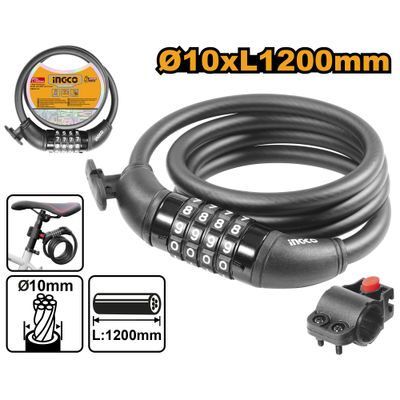 Lock Bicycle 4 Digit Comb Pvc Coat 10x1200mm