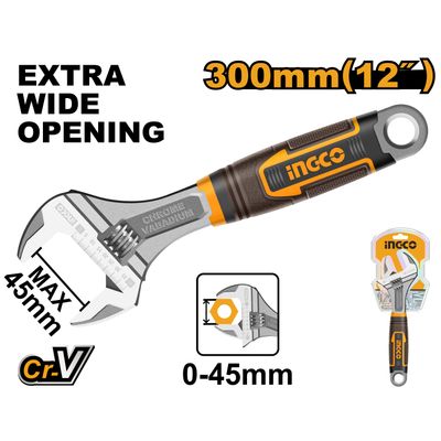 Wrench Adjust 300mm S/grip Cr V