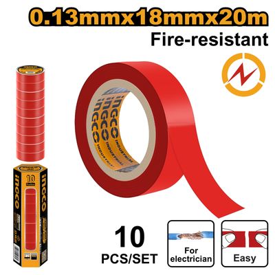 Tape Insul 20mx18x0.13mm Red P/10
