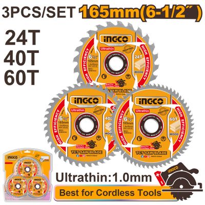 Blade Tct Wood U/thin 165x24t 40t 60t 3pcs