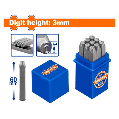 Punch Digit Set 0 9 3x60mm 9pcss