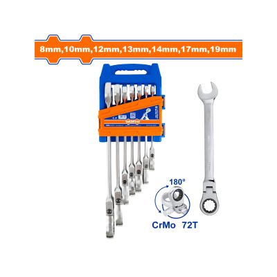 Spanner Ratchet Flex Set Cr Mo 8-19mm 7pcss