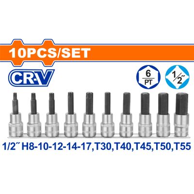 Socket Bit Set Cr V 1/2 10pcss
