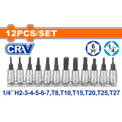 Socket Bit Set Cr V 1/4 12pcss