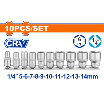 Socket Set Cr V 5 14mm 1/4 10pcss