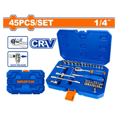 Socket Set Cr V 1/4 45t 45pcss