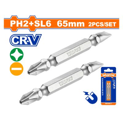 S/driver Bit Mag Set Ph2+sl6 65mm 2pcss