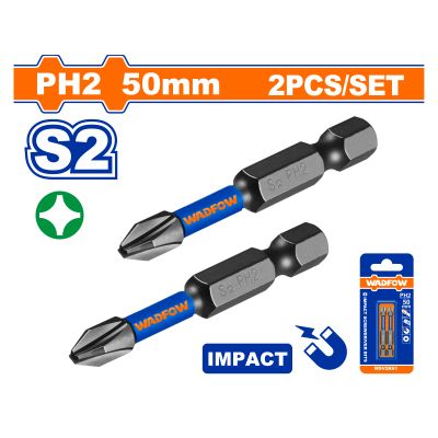 S/driver Bit Mag Impact Set S2 Ph2 50mm 2pcss