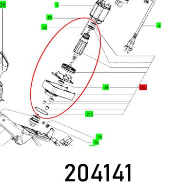 FESTOOL KAPEX KS 120 230V Armature and End Shield Assembly