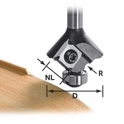 FESTOOL S8 HW R1 D28 KL12,7 MFK Roundover Cutter With Reversible Blades 1mm Radius