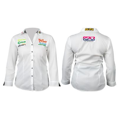 Ladies White 3/4 Saga Blouse 2x-large