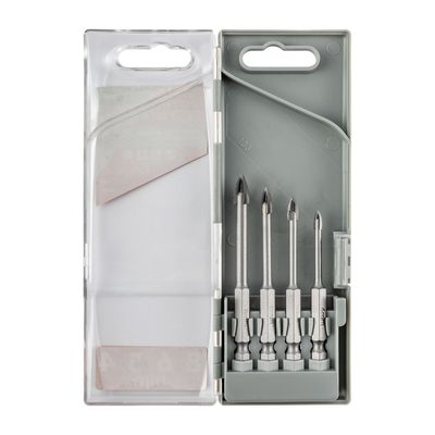 Glass & Tile Drill 4 Flute Set 4pc 4/5/6/8mm In Plastic Case